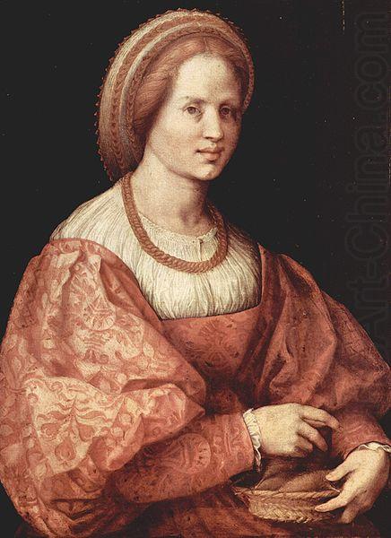 Portrat einer Dame mit Spindelkorbchen, Jacopo Pontormo